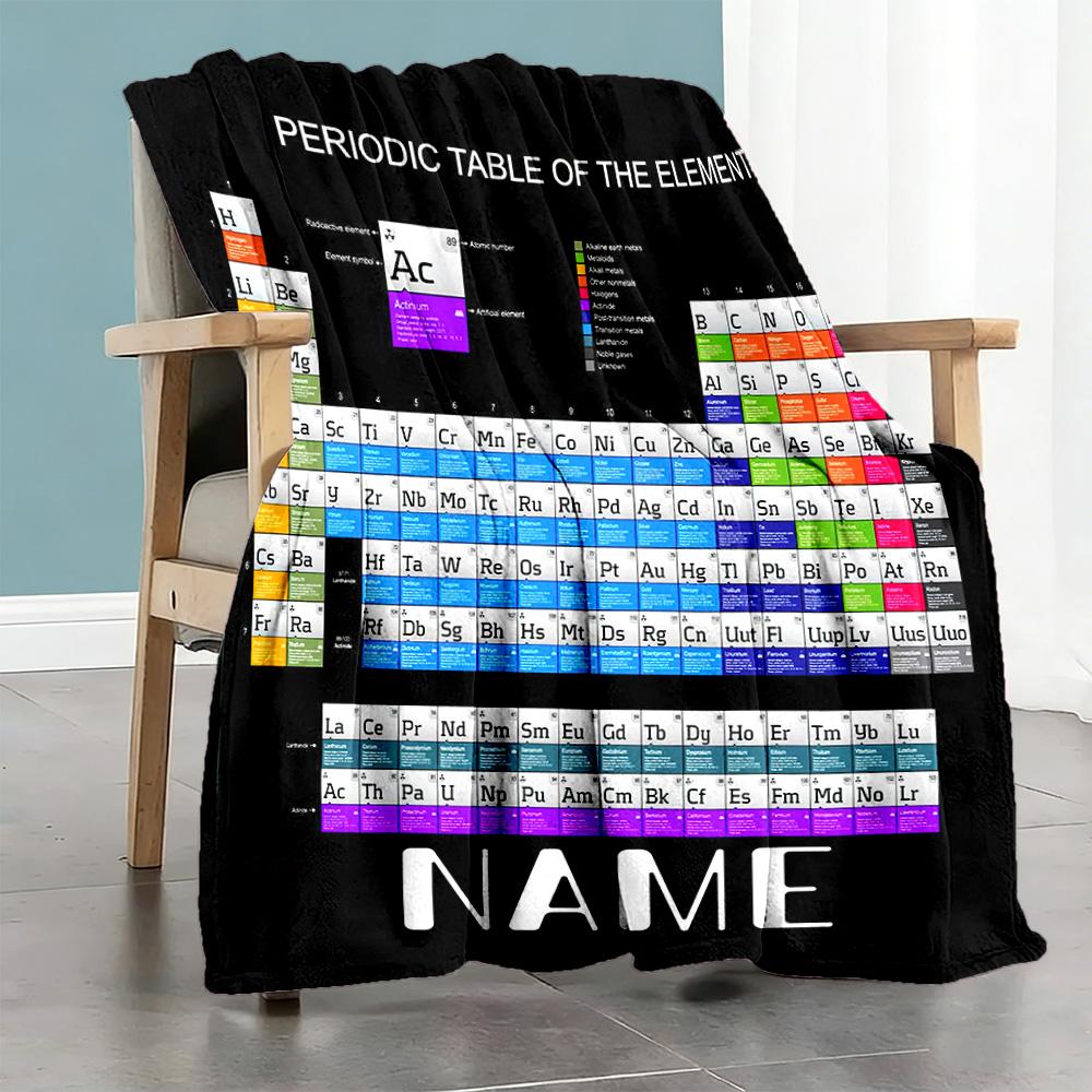 Periodic Table Customize Text Blanket Multi-purpose Personalized Blanket Durable Comfort Suitable for Chair Livingroom Office Chair Living Room