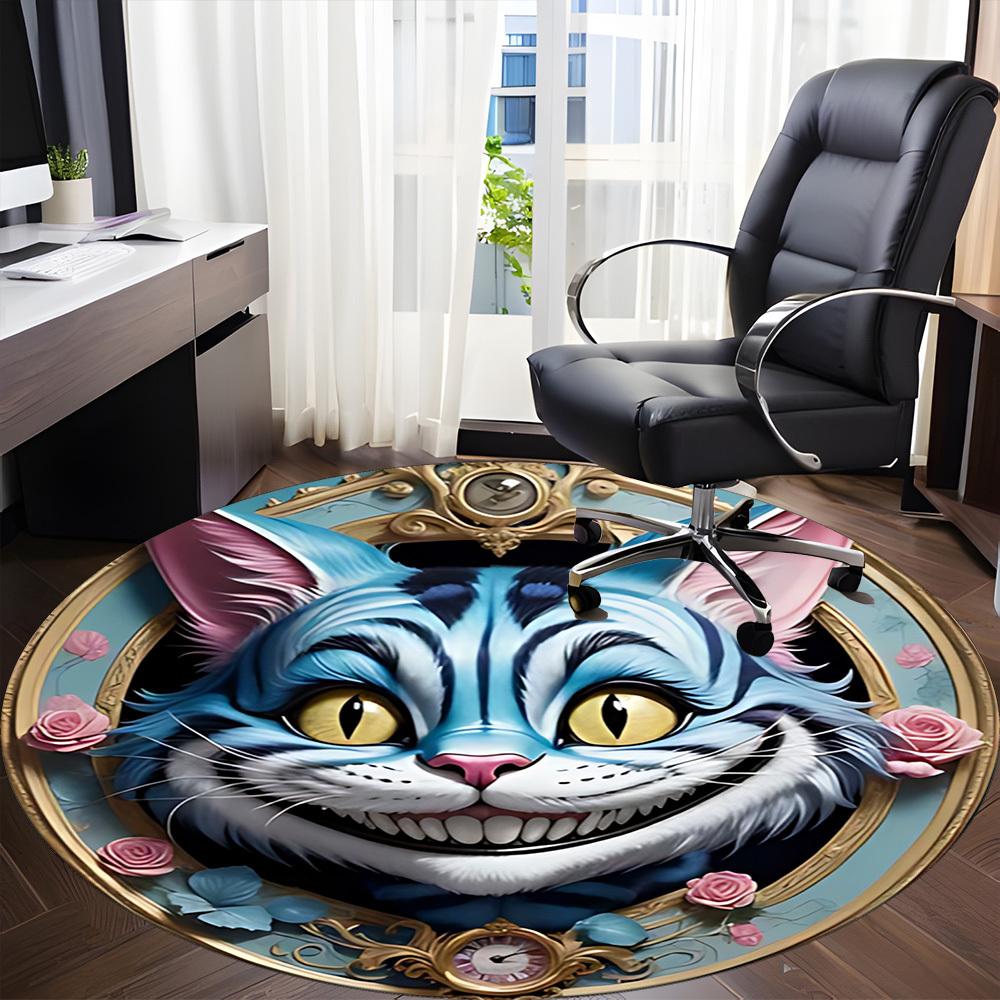 1pc Cat Wonderland Office Round Area Rug, Indoor Mat Suitable For Office, Under Office Chairs Bedroom Living Room Home Decor, Room Deco, 106