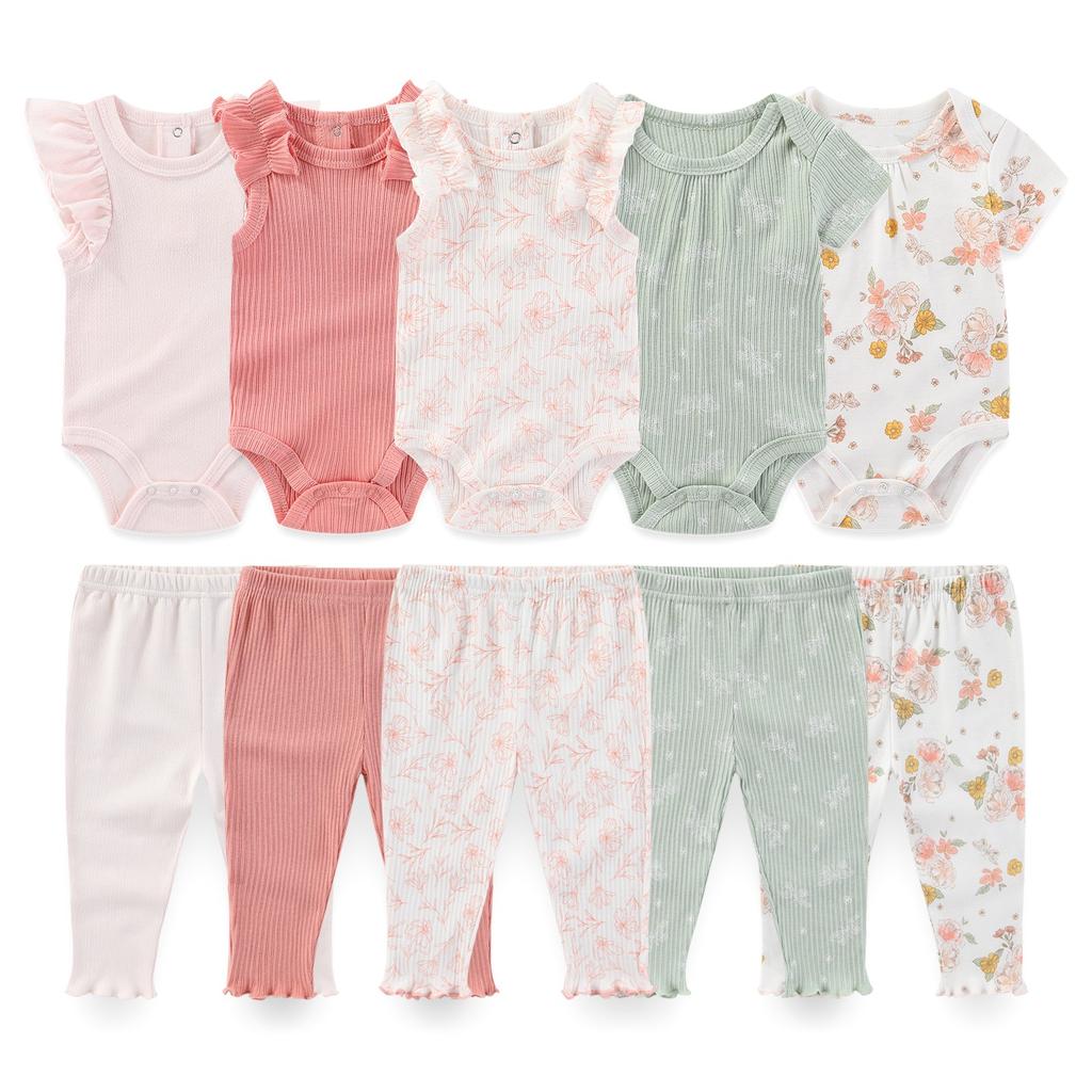 10PCS Newborn Clothing Set Short Sleeve Jumpsuit Infant Boy Girl Full Moon Gift Pack