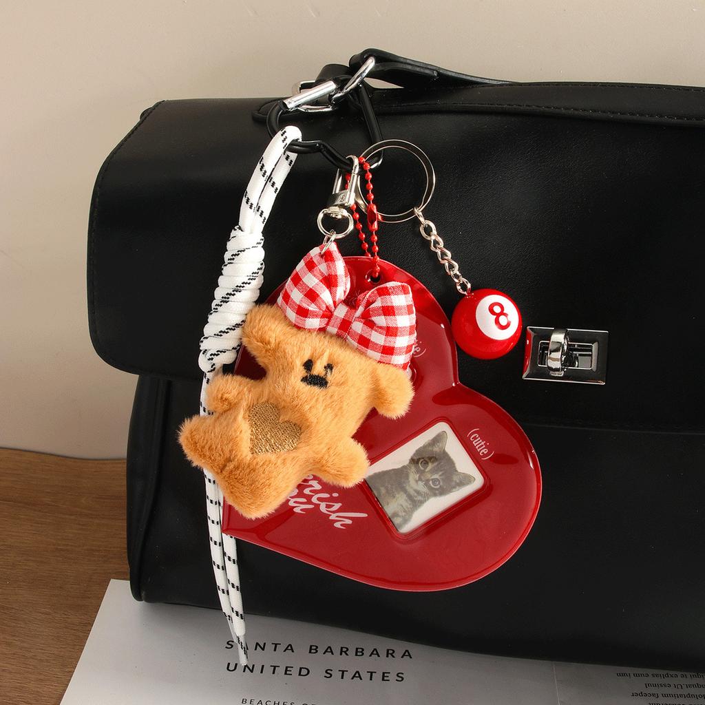 Cute Plush Puppy Bow Pendant Accessories Ins Wind Five-pointed Star Braided Rope Bag Pendant Keychain