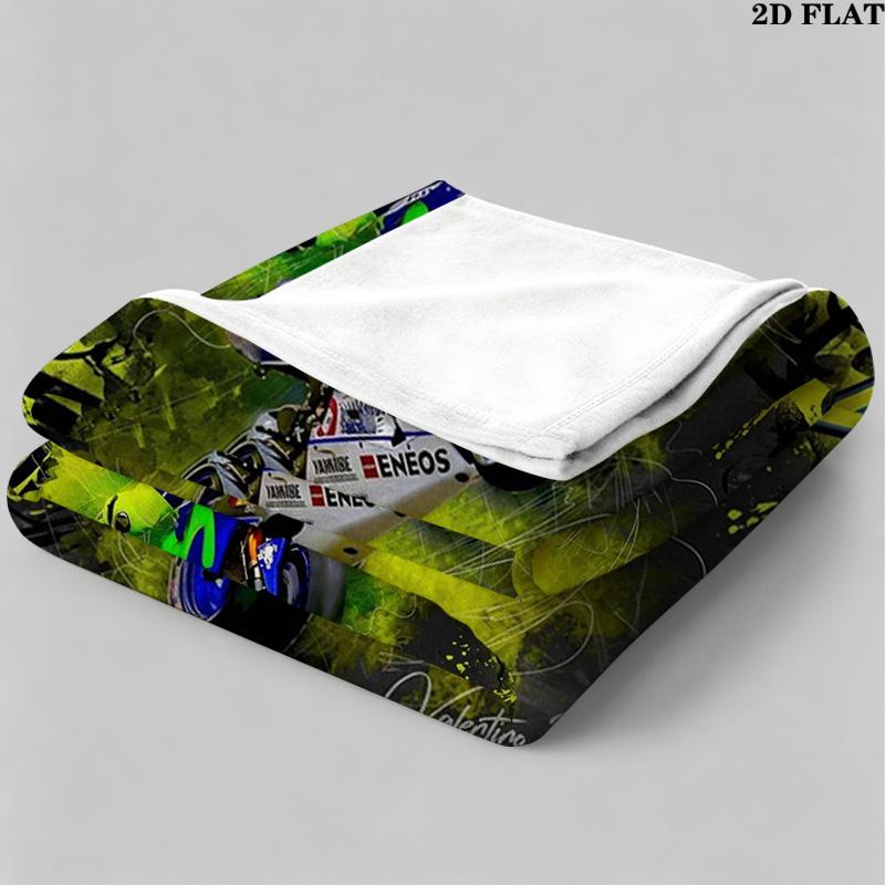 Valentino Rossi Motor Print Flannel Blanket High Quality Warm Comfortable Cover for All Seasons Perfect for Gifts Home Decor