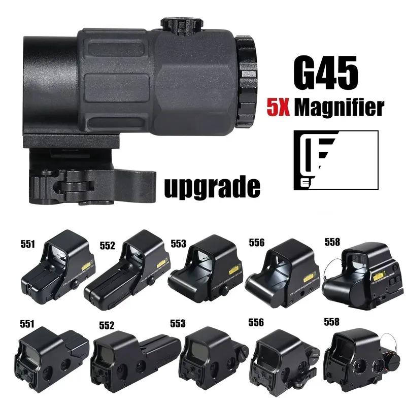 Eot**h G45 5X Magnifier Sight Scope G33 G43 3X Folding Side Flip Magnifiers Tactical Combo Hunting Amplify Adjustable Scopes