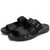 Fashion 2025 New Men Casual Leather Slippers Summer Outdoor Flat Designer Beach Slippers Breathable Antiskid Soft Bottom Walking Shoes