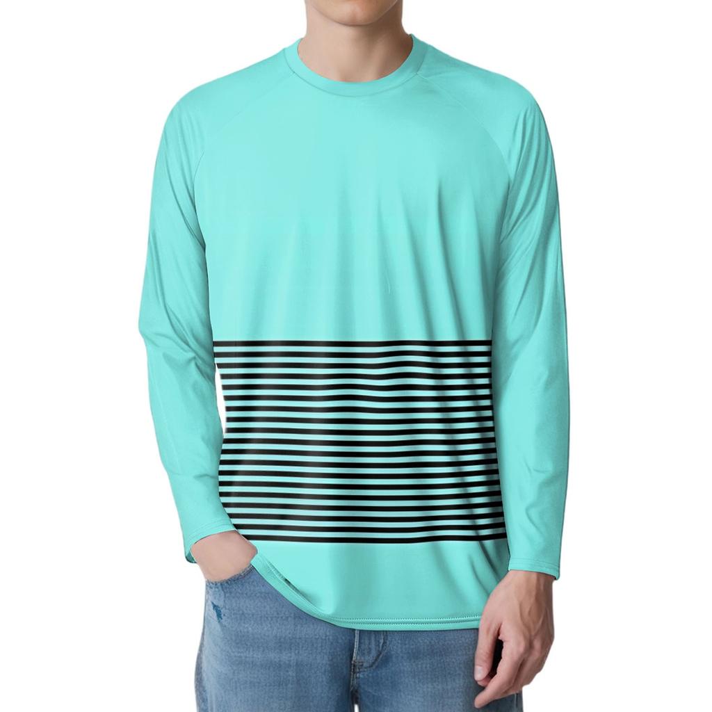 Men's Fashion Printed Raglan Long Sleeve Sports Top