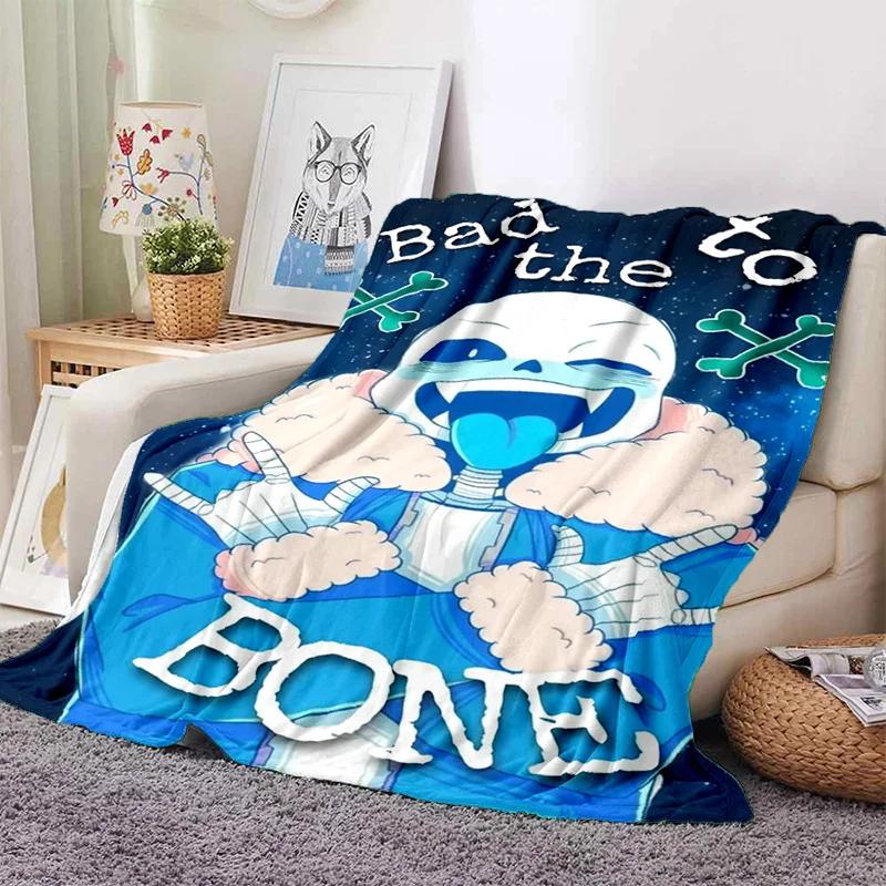 Funny U-Undertale Sans 3D Print Blanket Super Soft Warm Fleece Throw Blanket for Underground Legend Game Sofa Bed
