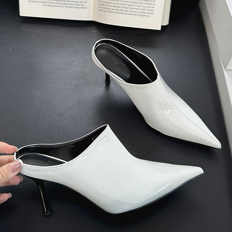 

Модная красная обувь слипоны женские туфли на шпильке мюли женские шлепанцы модный острый носок вечеринка свадьба женские туфли на высоком каблуке 35 белый