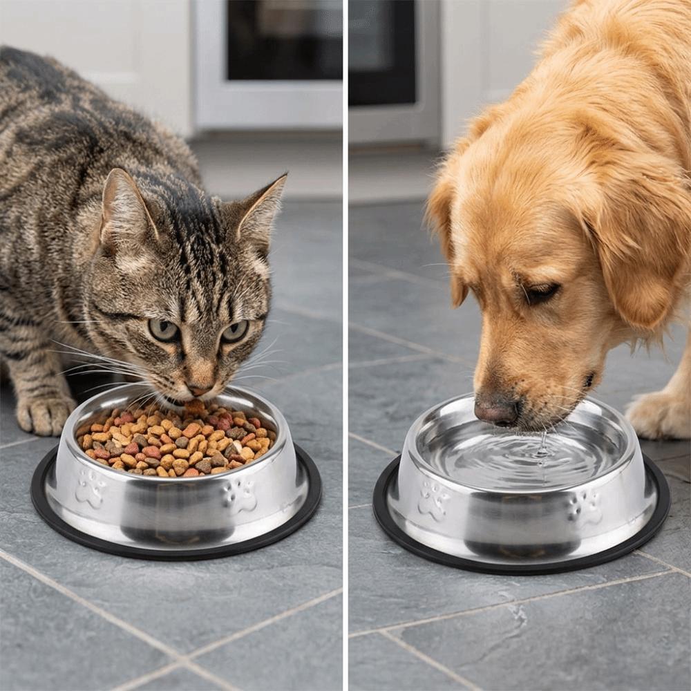 Anti-tip Pet Bowl Rustproof Pet Drinking Bowl Durable Use Cat Food Bowl  Pet Rest Area