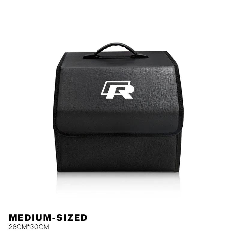 Car Trunk Storage Box Leather Sundries Organizer Travel Bag For VW R Line GTI Polo Golf Passat CC Tiguan Arteon Touareg Scirocco