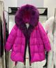 European winter new fur fox fur collar down jacket women's medium and long lace-up waist thickened coat