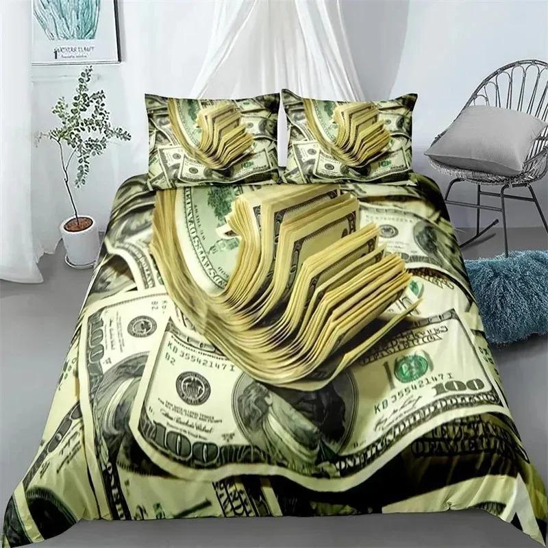 3D Printed Dollar Bills  Bedding Set,Duvet Cover Comforter Bed Set Quilt Cover Pillowcase,King Queen Twin Size Boys Girls Adults