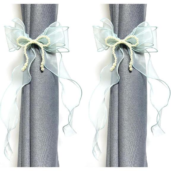 Bowknot Curtain Tieback 2 Pcs Beautiful Decoration Curtain Strap Sweet Bow Curtain Rope Drapery Clip Holdback Hand-Knitted Tiebacks Macrame Drapery