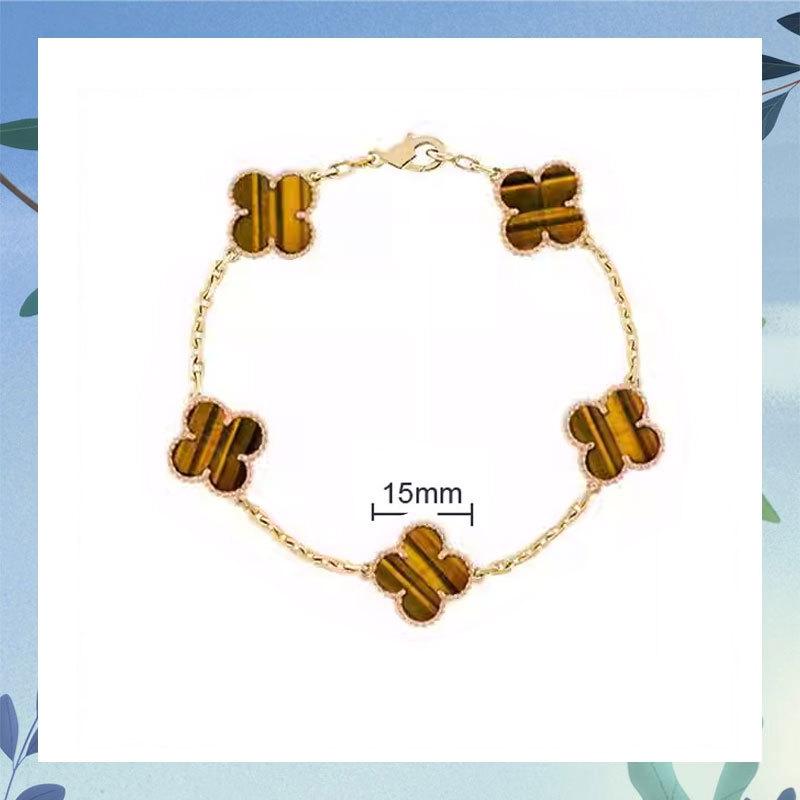 Clover Bracelet CNC Buckle Thick Chain Rose Gold Red Agate Black Agate Lucky Bracelet for Women