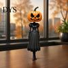 Spooky Holiday Home Accents Halloween Pumpkin Lady Resin Figurine, Witch Girl Statue with Head, Trick or Treat Scene Displays Hand-Painted Fall