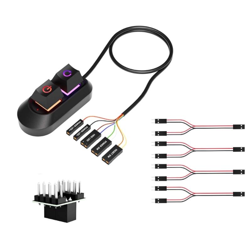Universal Desktop Computer External Power Control Button With Splitter Cable And Adapter For Easy PC Setups 1