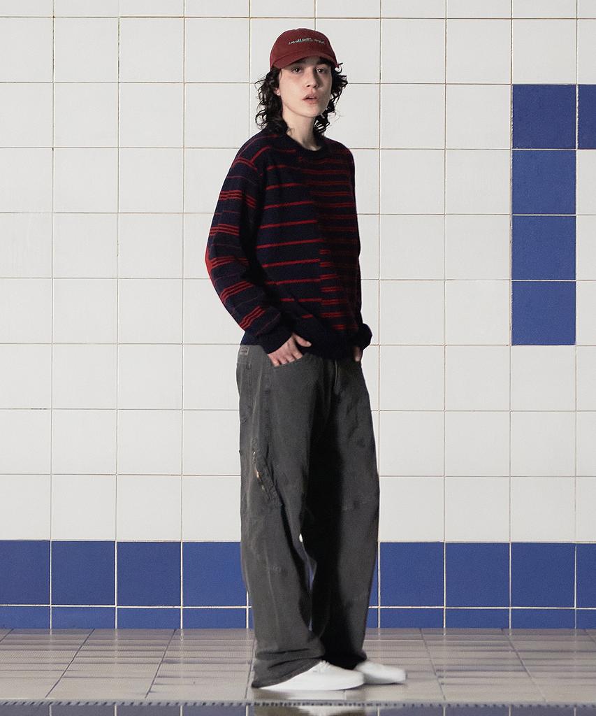 UNALLOYED Argyle Elbow Stripe Knit / Navy