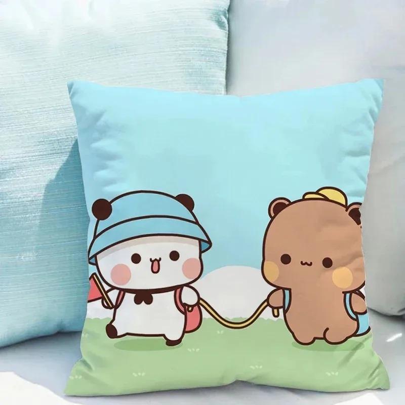 Bubu Dudu Cartoon Bear Pillow Cover 45X45Cm - Cute Kids Bedroom Decor, Soft Plush Sofa Pillow Case For Living Room