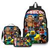 New Roblox Student School Bag Roblox Digital Printing Backpack Three-piece Set Lunch Bag Pencil Case