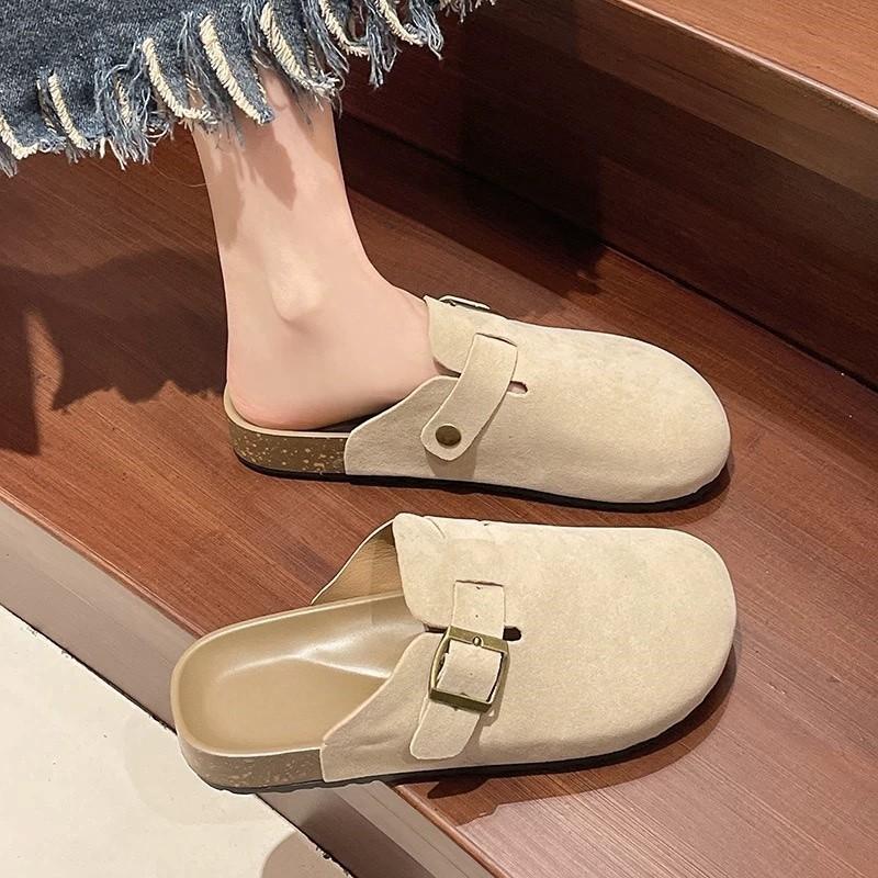 Wear spring German style half drag baotou new casual slippers women's tide increases thick bottom