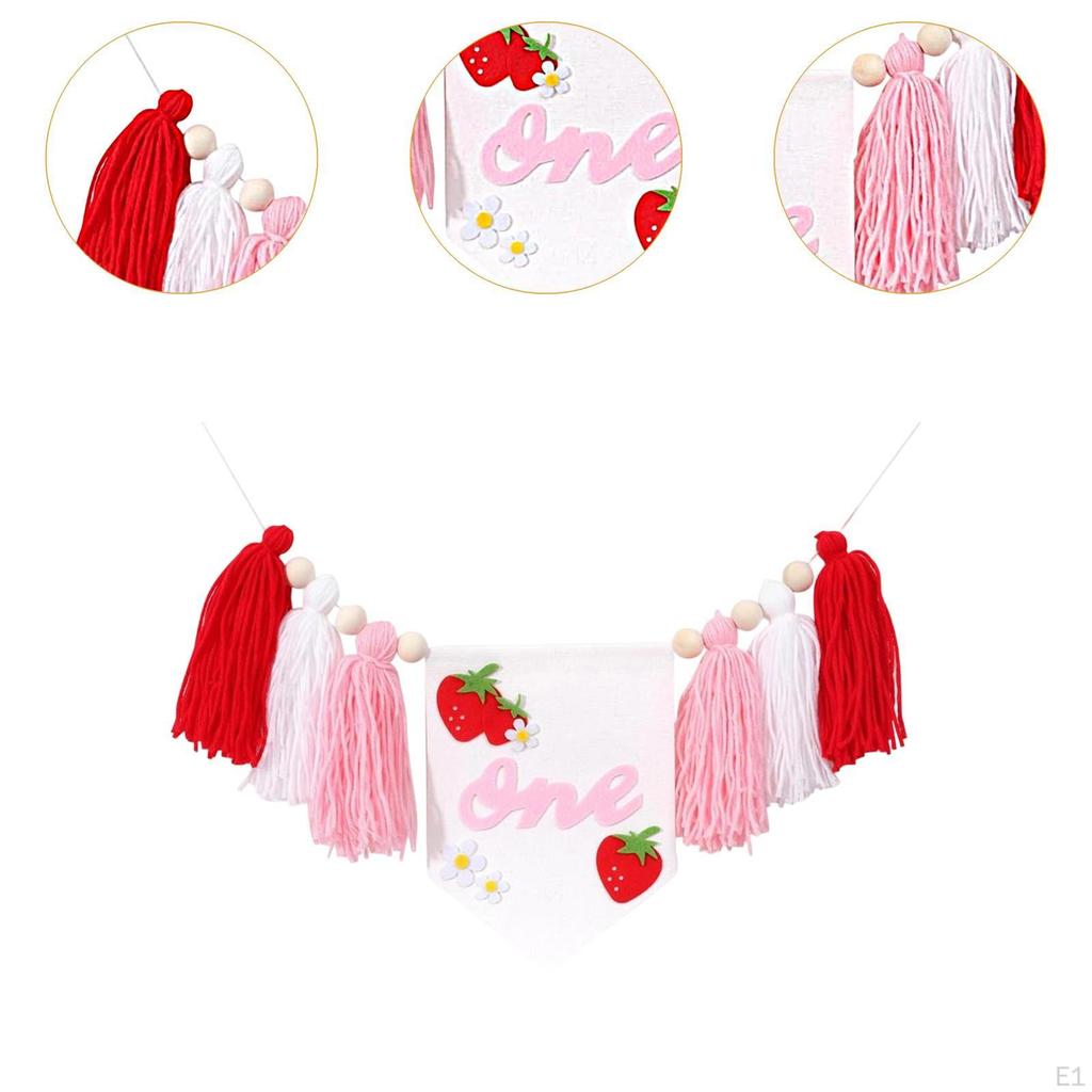 1ST Birthday High Chair Banner Party Decorations Nursery Girls Hanging Ornament Holiday Wood Bead
