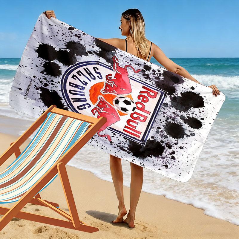 Asciugamano da Spiaggia con Stampa Logo RB Leipzig, Asciugamano Grande Morbido Asciugatura Rapida per Spiaggia Campeggio Nuoto