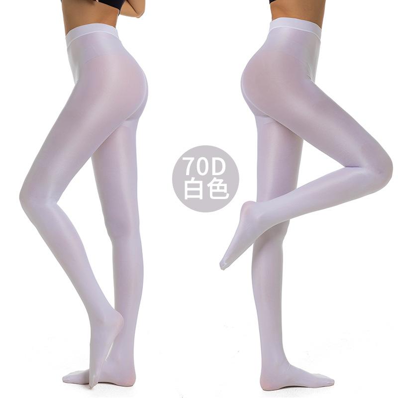 Formende Strumpfhosen Gymnastiksocken Aerobic Glänzende Socken Grenzüberschreitend Europäische Und Amerikanische Große Größe Xxl 70D Reflektierend XXL(80-100kg) white