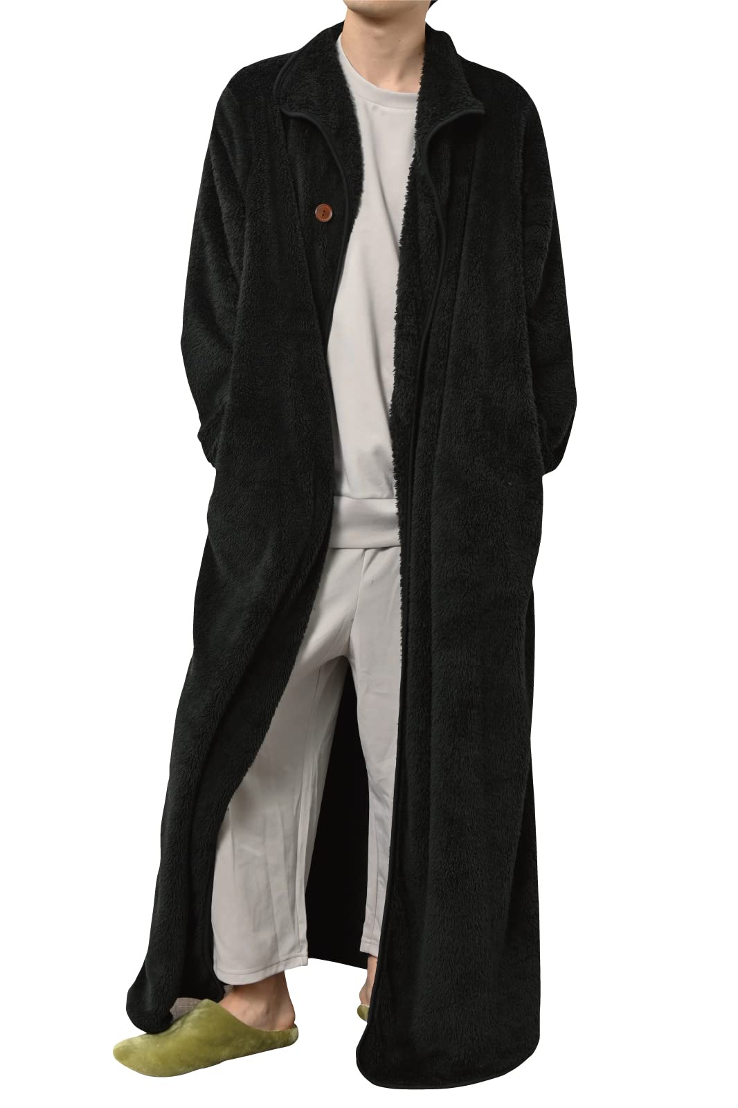 

Aunii Носимая Зимняя и Пушистая Овчина 8198 Мужская Пижама, Домашняя Одежда, Одеяло, Плед, Халат, Боа, Унисекс, (черный) чёрный