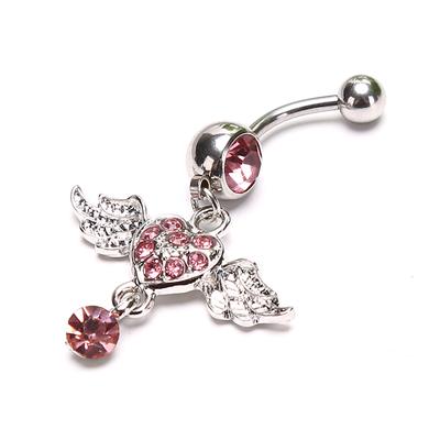 Women Piercing Heart Wing Belly Navel Ring Dangle Body Jewelry