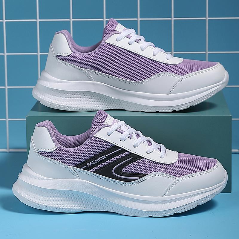 Fashion Purple Sports Shoes for Women in Spring and Summer Lightweight Non Slip Shock Absorbing Student Running Shoes Mother Soft Soled