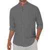 Heren Katoen Linnen Overhemden C Button Down Shirt Henley Kraag Strandoverhemden Hawaï Vakantie Casual Tops Heren