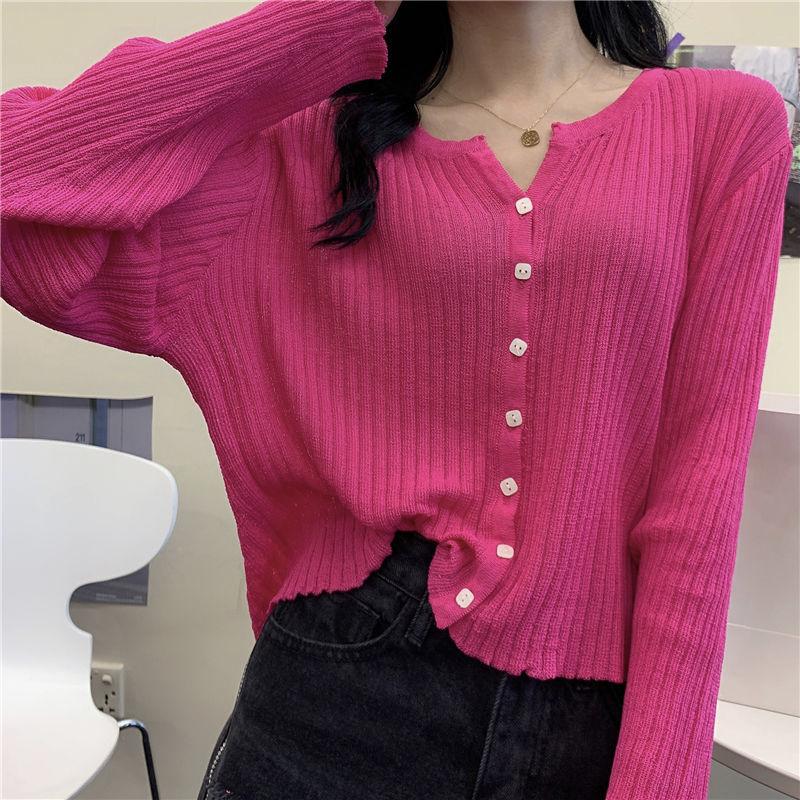 Korean Style Versatile Loose Sun Protection Clothing Ice Silk Knitwear Summer Top Women's Thin Cardigan for Autumn