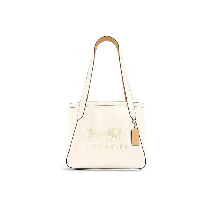 

Coach 27 Carriage Print Leather Tote Bag Women Tote Bags Off-White C4062-IMSQQ Basic Set (Bag+Dust Bag)