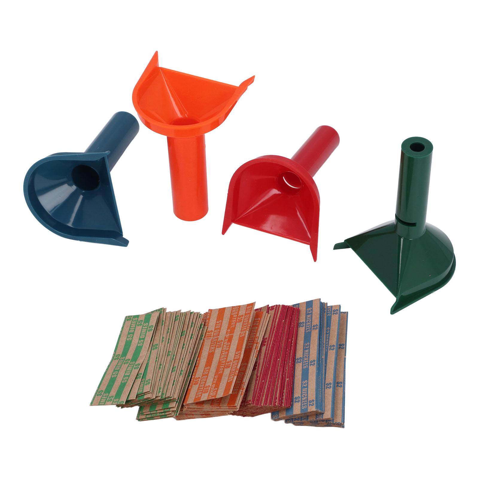 

4Pcs Coin Counter Tube Plastic Multifunctional Coin Sorter Tube with 100 Bags for Banks Offices Restaurants