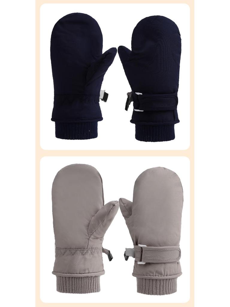 Kids' Quick-Dry Warm Ski Gloves with Waterproof Fabric and Thick Velvet Lining