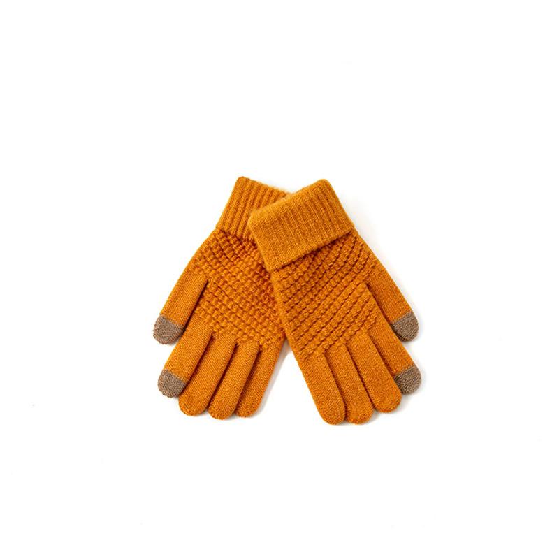 WTEMPO 1Pair Autumn Winter Cold-proof Windproof Full Finger Gloves Couple Warm Plush Gloves Outdoor Cycling Touch Screen Soft Gloves