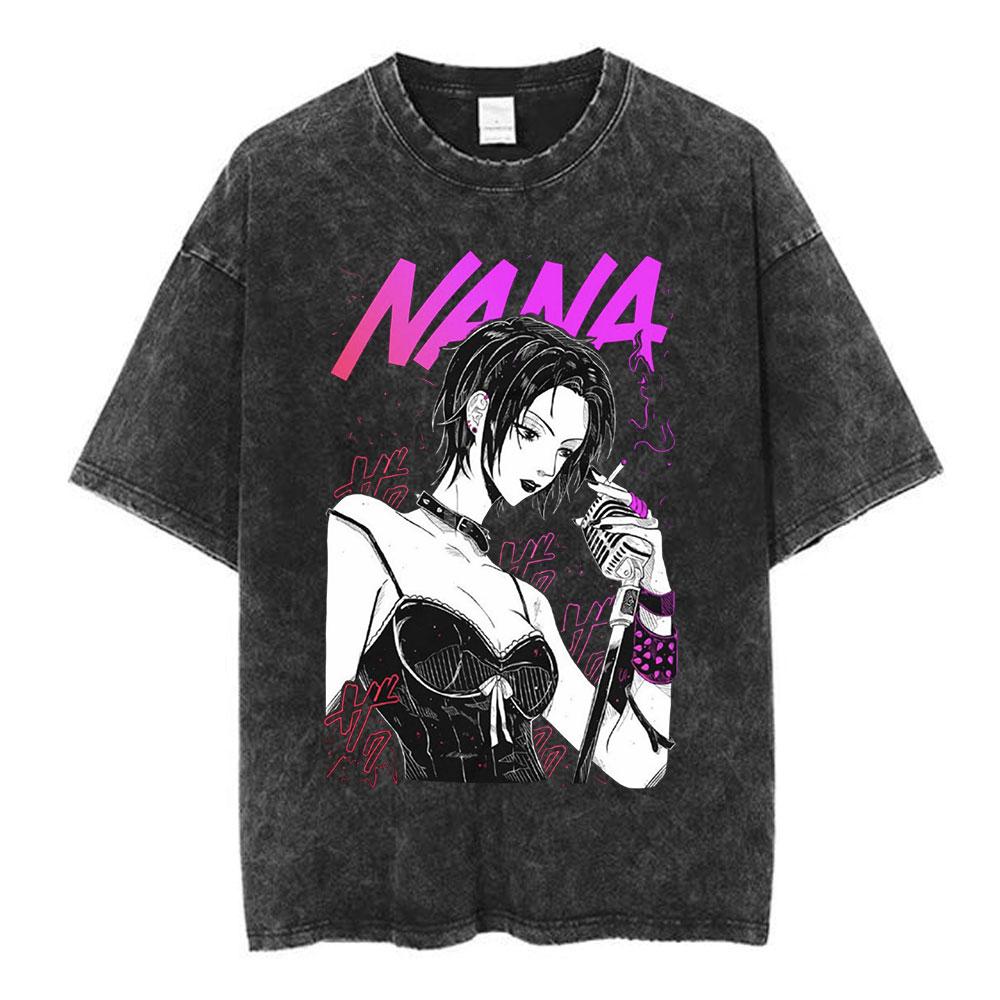 T-shirt Anime Nana Osaki Lavata Vintage Estetica Y2K Unisex Manica Corta Oversize Estate Cotone Retrò Streetwear 2026 Vendita Calda