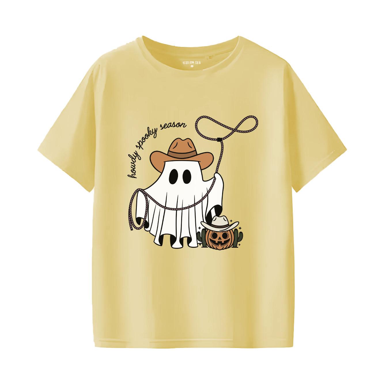 

Cowboy BOO printed Tshirt casual short sleeved suitable for all seasons fashionable and versatile Womens Tshirt S