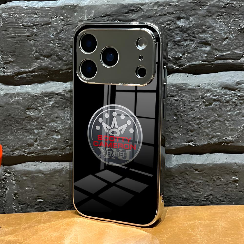 

S-Scotty C-Camerons King Crown Phone Case For IPhone 17 Air 16 E 15 14 13 12 11 Plus Pro Max Electroplated Glass Shell iPhone 12