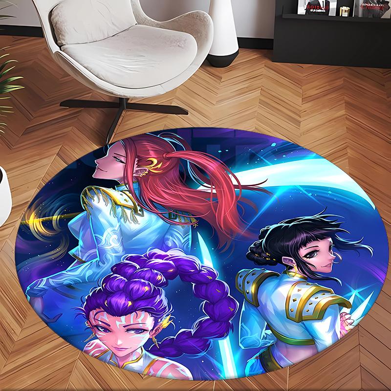 Huntrix (171) Round Office Rug Decorative Floor Rug for Office Bedroom Living Room and Home Space