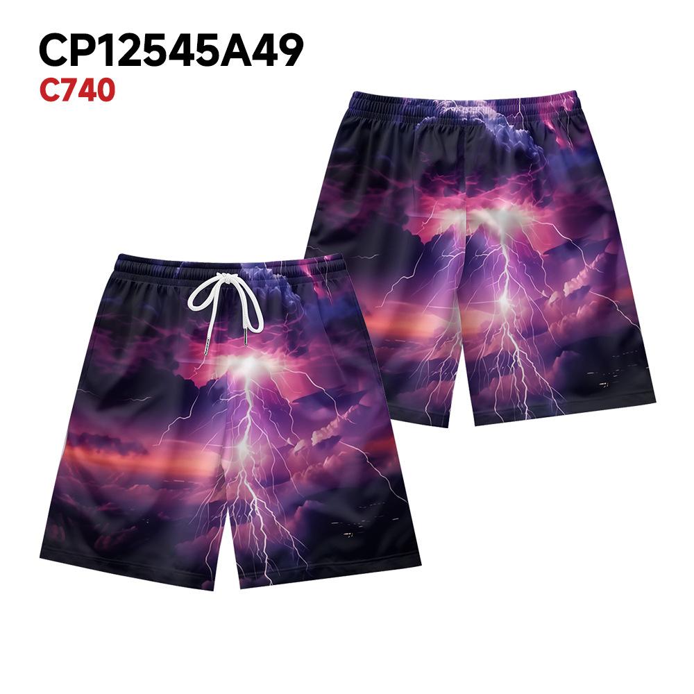 

European And American Dark Natural Lightning Element Men S Casual Shorts Beach Pants XXXXL