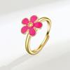 Enamel Daisy Flower Plant Anxiety Knuckle Ring For Women Golden Metal Copper Rotate Freely Ring Fidget Spinner Anillo Ajustable