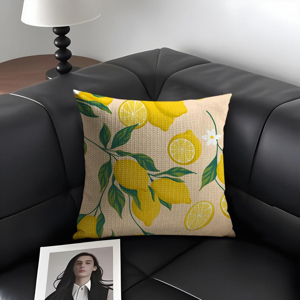 

Lemon Fashion Cushion Cover Natural Linen Organic Fabric DoubleSided Printing Sofa Home Decor Gift Pillow Case 30x30cm