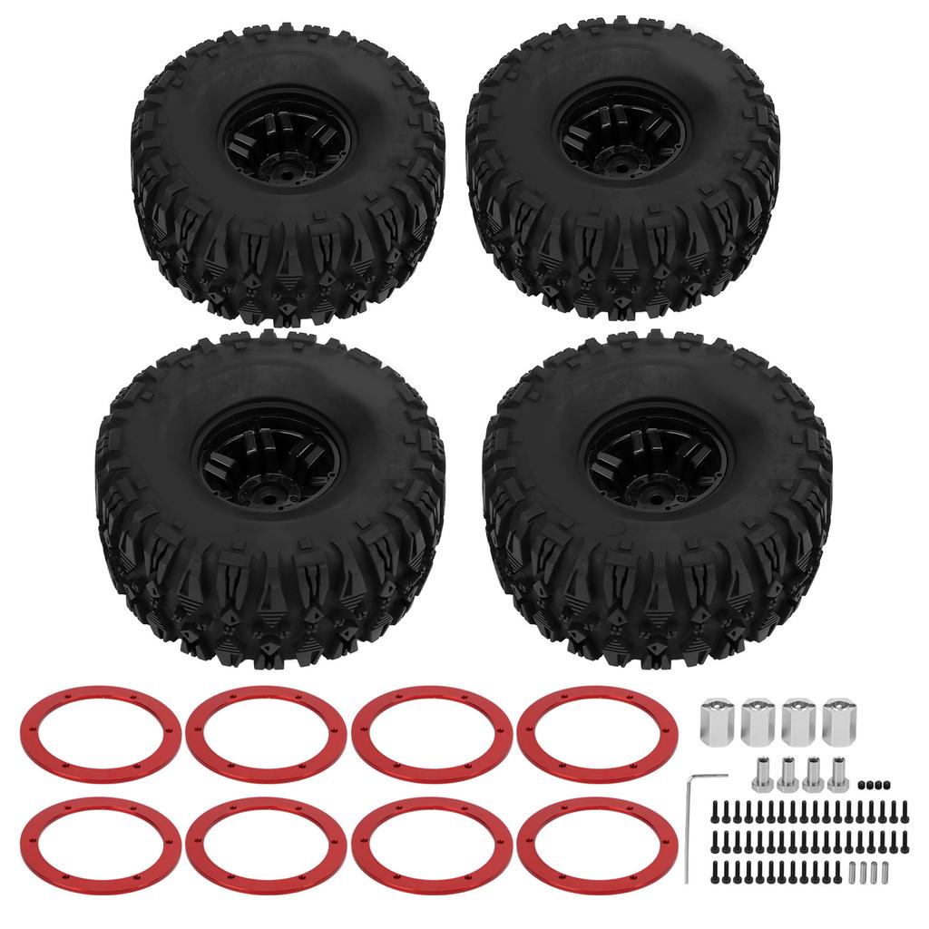 4PCS AR Pattern Rubber Tires with 6 Spoke Plastic Rims RC Tires Set for Arrma Senton 110