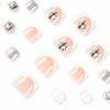24Pcs/Set Quick Nails Short White Edge French Diamond Toenails False Nials Sticker Wearable Waterproof Manicure Finished Nails
