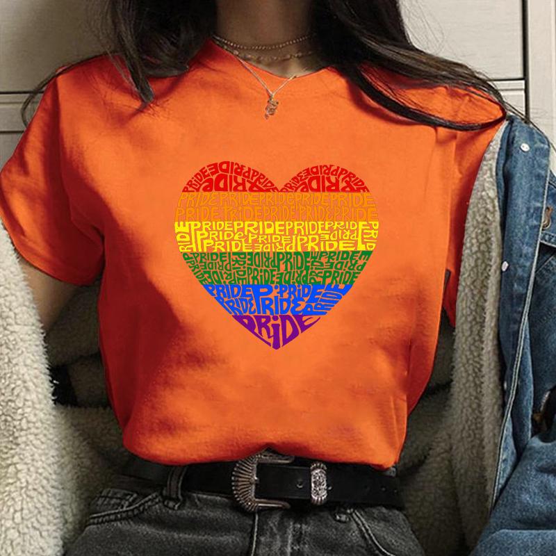New Women's Pride Heart Pattern Printed T-Shirt Women's Summer Colorful Heart Shirt T-Shirt