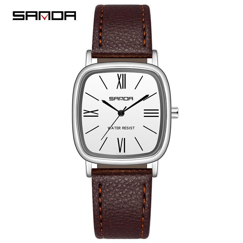 Sanda Unisex Roman Numeral Quartz Watch - Leather/Mesh Strap, Waterproof & Fashionable