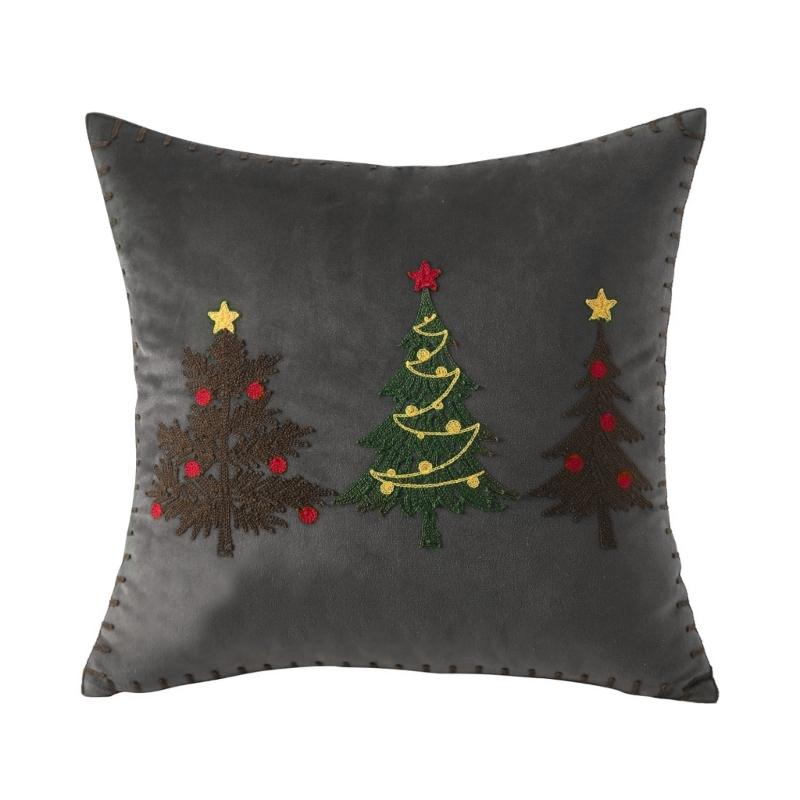 Festive Plush Pillowcase Christmas Tree Design Throw Pillow Cover Short Plush Component For Sofa Bed Decoration