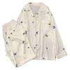 High-Quality Fashion Pajamas Women'S Autumn Long-Sleeved Suit Ice Silk Butterfly Printing Casual Loungewear Real Shot