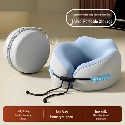 Almofada de Viagem para Pescoço em Espuma de Memória em Forma de U - Suporte Portátil para Coluna Cervical e Costas para Aviões