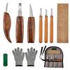 10 Stück Holzschnitzwerkzeuge Set mit Detail Holzschnitzmesser Holzmeißel Messer Handschuhe Schnitzmesser Schärfer Holzbearbeitungswerkzeuge