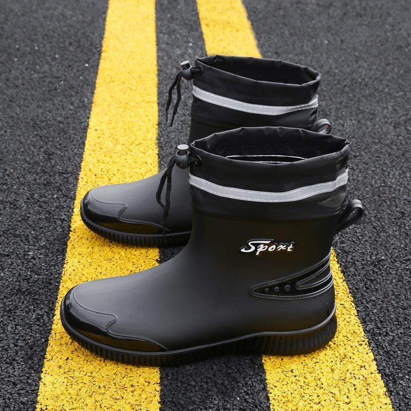 Mode Herren Regenschuhe kurzer Schaft neue wasserdichte Schuhe Regenstiefel rutschfest Bündel Arbeit Angeln Gummischuhe Samt Mode